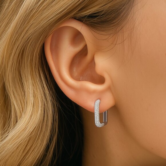 Jewelry - "Aveline" Gold or Silver Pavé  Hoops